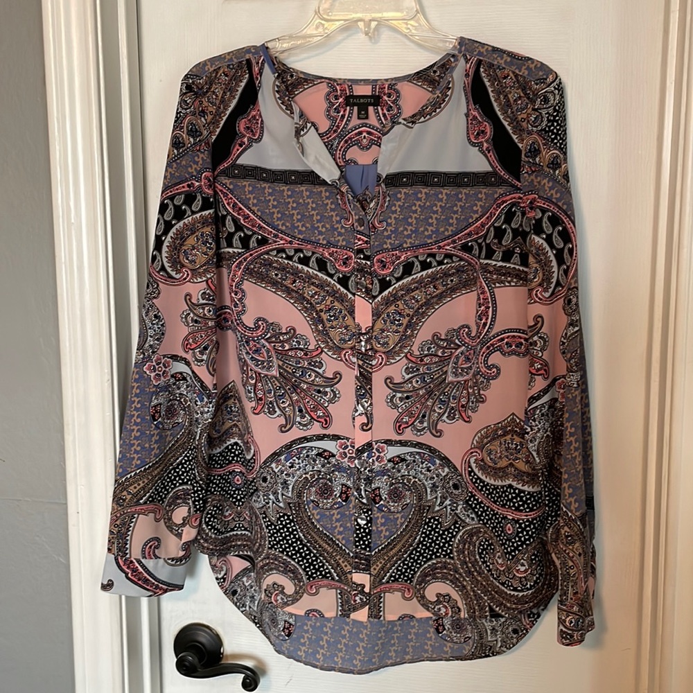 Talbots long sleeve button up blouse